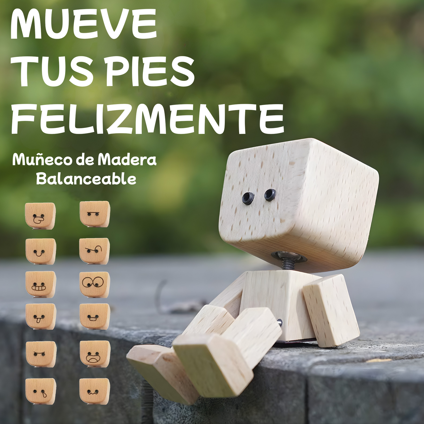 Muñeco de Madera con Caras Magnéticas