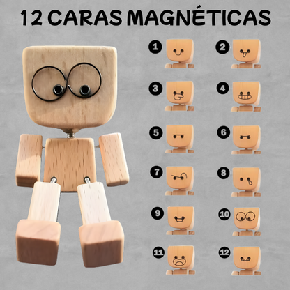 Muñeco de Madera con Caras Magnéticas