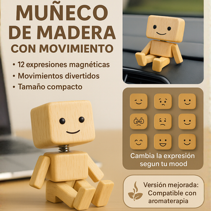 Muñeco de Madera con Caras Magnéticas